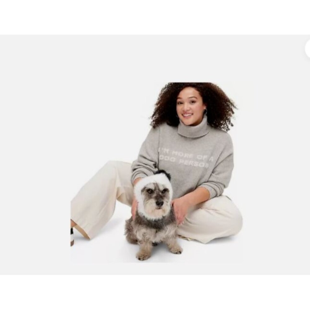 "I'm More Of A Dog Person" Turtleneck Sweater  Heathered Gray  Womens XXL  NEW